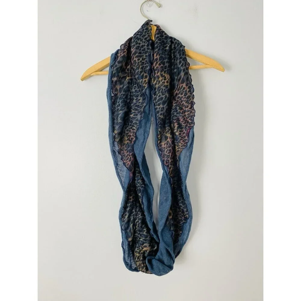 Multicolor Animal Print Infinity Scarf One Size Two Layer